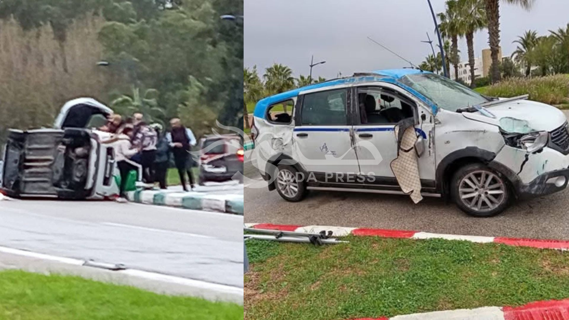 جهوية 21 حادث سير خطير لسيارة الأجرة الكبيرة بمنطقة رينكون – مارينا سمير